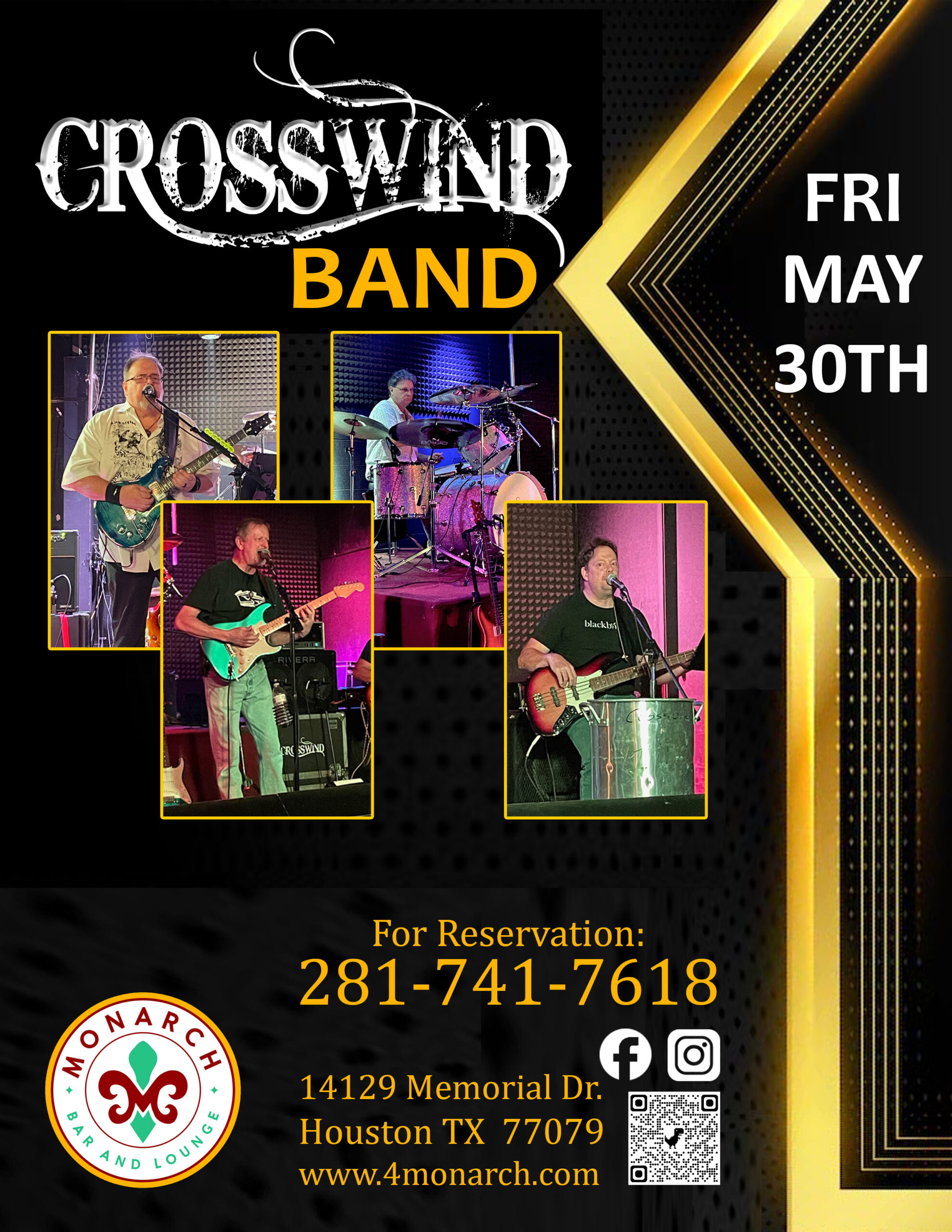 Live Music Night with Crosswind Band – Friday, May 30th at Monarch Bar & Lounge